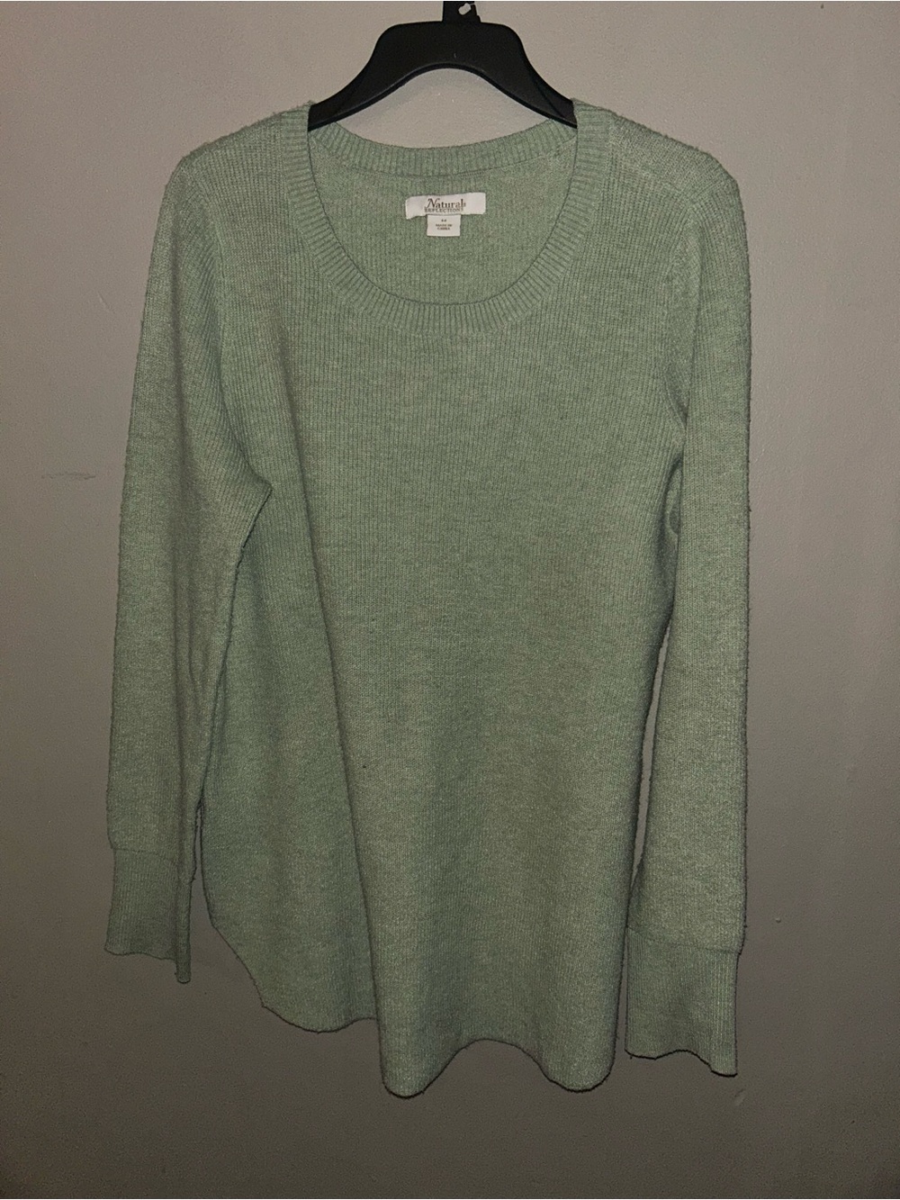 Natural Reflections Sweater - light green super soft crew neck relaxed fit